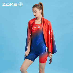 ZOKE洲克泳衣女专业连体五分平角运动训练比赛泳装保守遮肚游泳衣