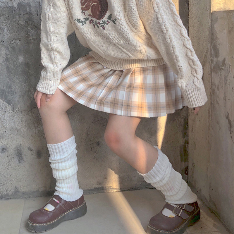 lolita洛丽塔纯色堆堆袜腿套中筒袜加厚保暖学生jk制服袜套秋冬女