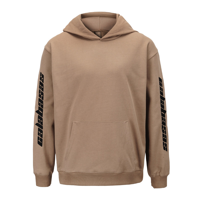 欧美高街 calabasas刺绣字母袖 over size 宽松廓形 连帽套头卫衣_不