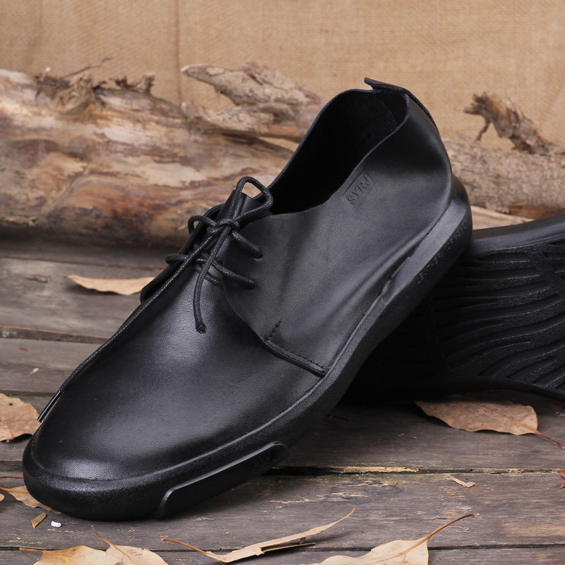 软面皮圆头皮鞋