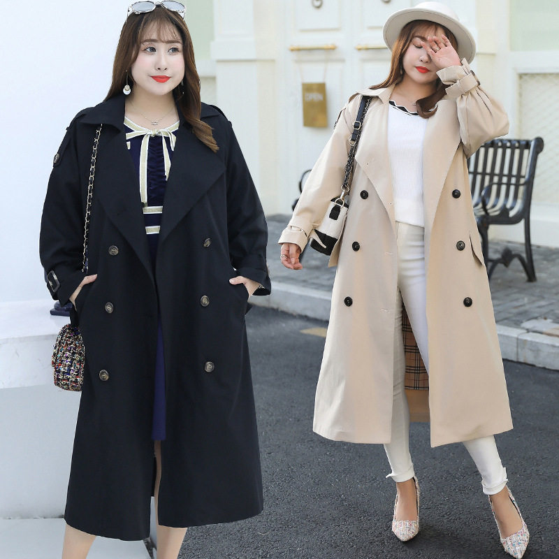 2022春装新品加大加肥大码女装胖妹妹200斤风衣长款大衣外套显瘦