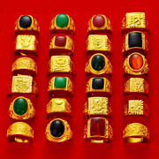 Vietnam sand gold men's ring simulation gold ring men's gold-plated inlaid fake gemstones will not fade for a long time