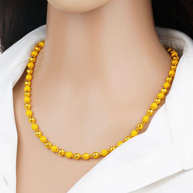 礼盒装沙金转运珠项链男女款仿24k