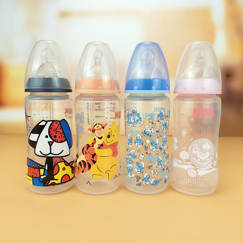 德国NUK塑料奶瓶 新生婴儿宽口径奶瓶 宝宝防摔防胀气奶瓶 送吸管