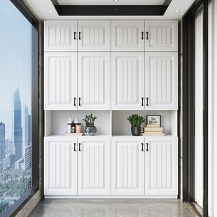 阳台储物柜大容量收纳柜可定制实木靠墙飘窗置物柜防晒防水杂物柜