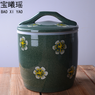 景德镇陶瓷米缸带盖家用10斤20斤30装面粉桶老式储米箱防虫储物罐