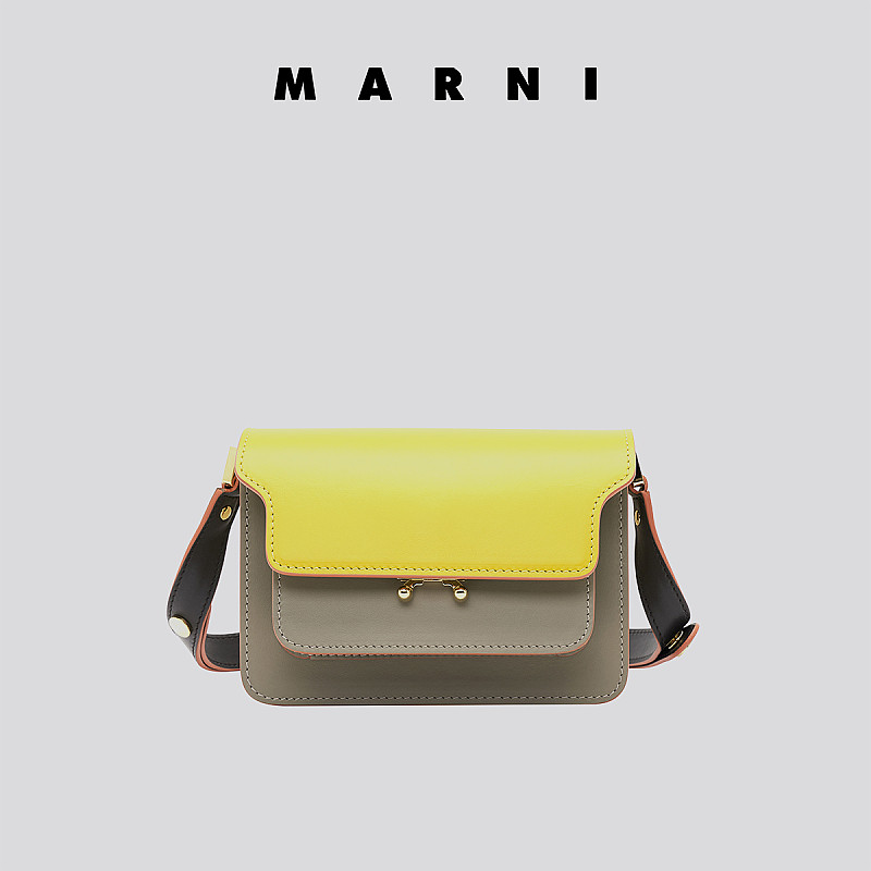 marni 经典款trunk mini女士拼色风琴单肩斜挎包
