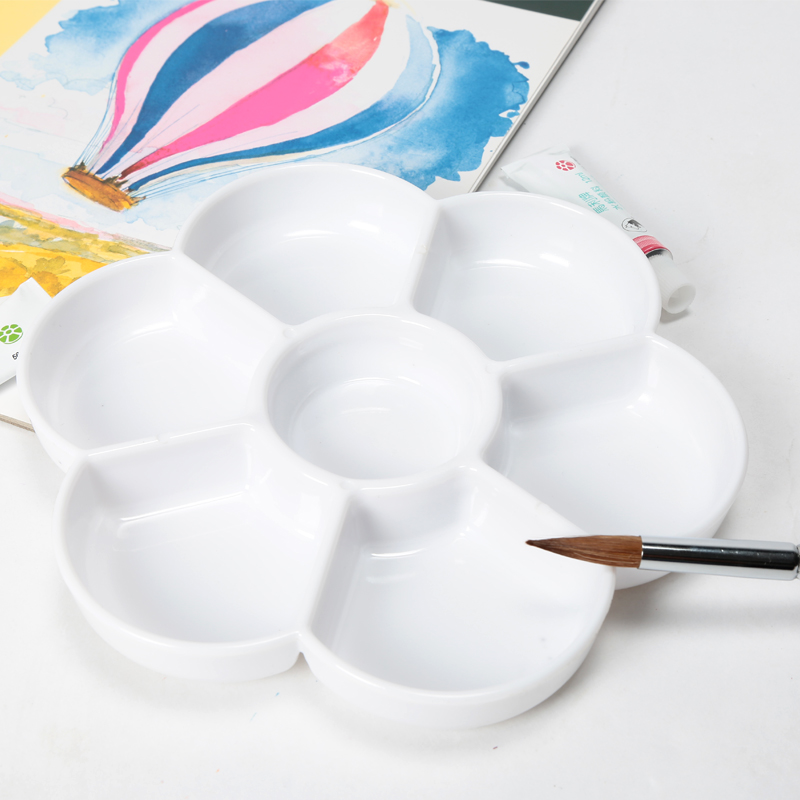 加厚大号梅花形环保塑料7格调色盘水彩国画水粉颜料单件品质耐用