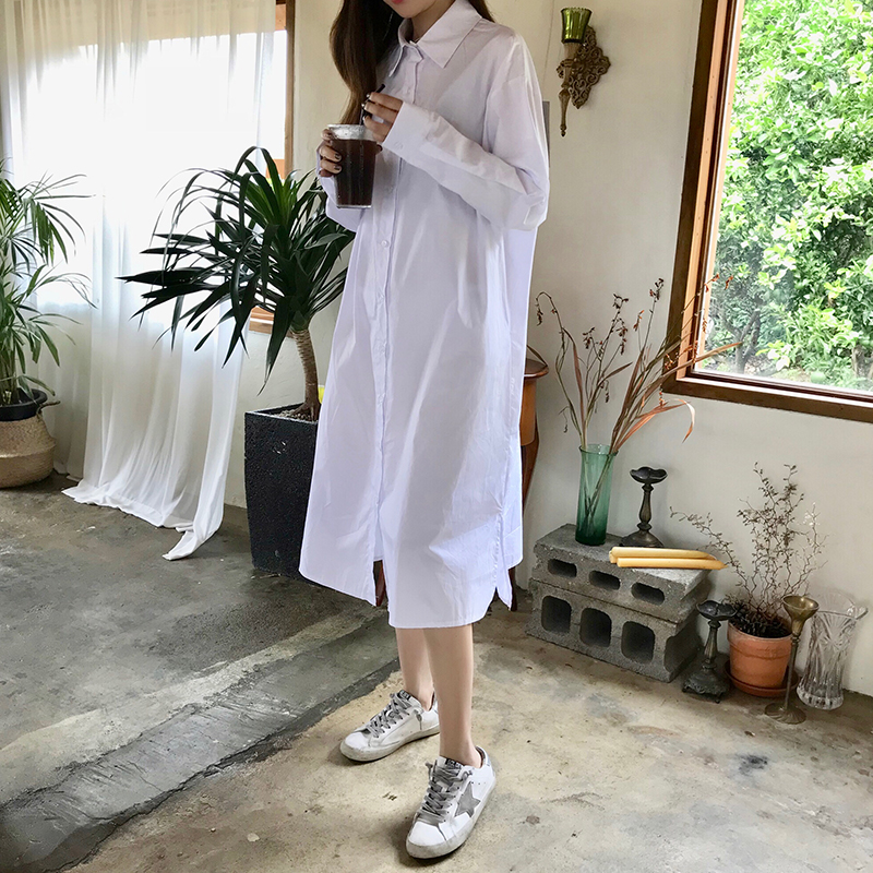 韩版中长款侧开叉白衬衫女长袖bf宽松chic衬衣在类目 女装/女士精品, 衬衫中 - 来自Buy2taobao.com提供专业的淘宝代购服务