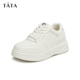 Tata/他她2024春商场同款时尚系带圆头纯色板鞋新款WH701AM4