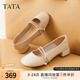 TATA他她复古粗跟玛丽珍鞋女鞋休闲气质真皮浅口单鞋春季YCZ04AQ5