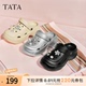 TATA他她黑色包头拖鞋女厚底洞洞鞋女外穿半拖凉鞋2025夏7H801BH5