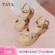 TATA他她休闲厚底凉鞋女鞋法式气质时装凉鞋2025夏季新款CXT01BL5