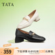 Tata他她粗跟乐福鞋女英伦风方头小皮鞋女单鞋2024春新款7IDA1AA4