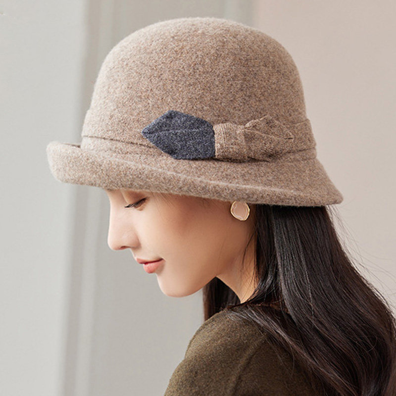 冬天帽子女款羊毛贝雷帽女秋冬女帽秋款时尚秋季可折叠复古被雷帽