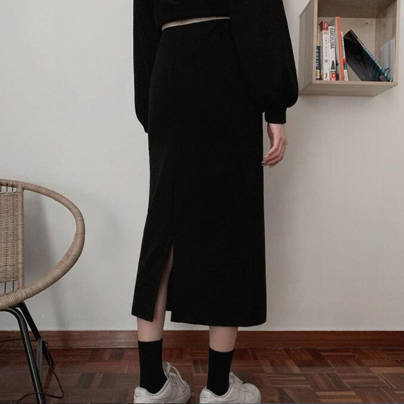 卫衣裙半身裙运动休闲直筒长款单裙开叉包臀裙显瘦2021新款学生裙