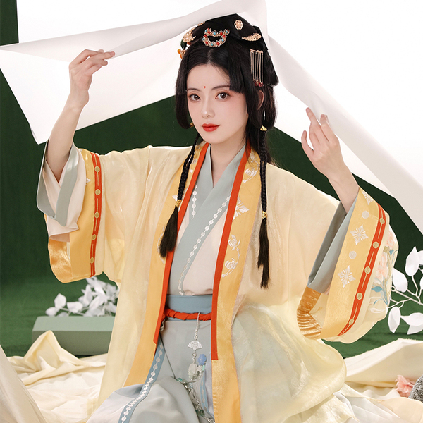 流烟昔泠软烟罗原创绣花宋制褙子对襟衫对穿交下裙汉服女