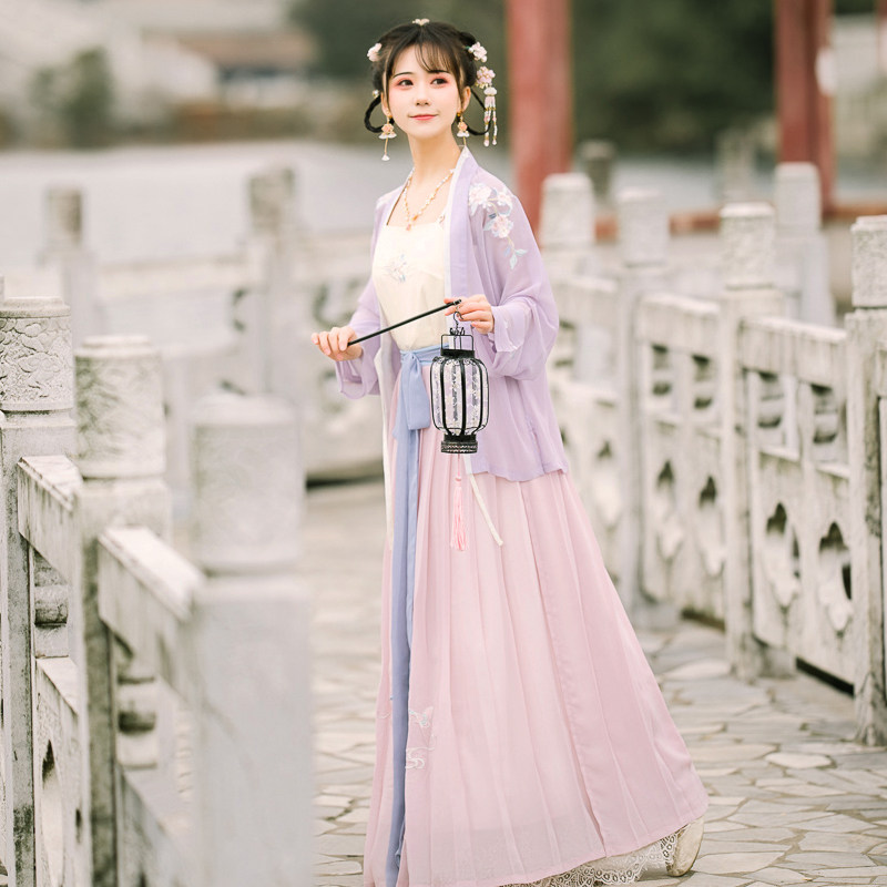 【流烟昔泠-朝颜 】春夏传统原创汉服女对襟齐腰襦裙刺绣花非古装