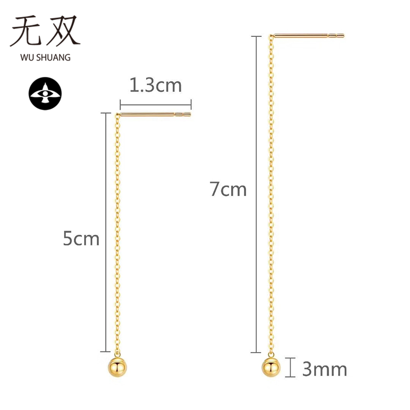 无双VIP精工小珠桃心四叶草耳线百搭可爱耳环日本18K金女时尚礼物