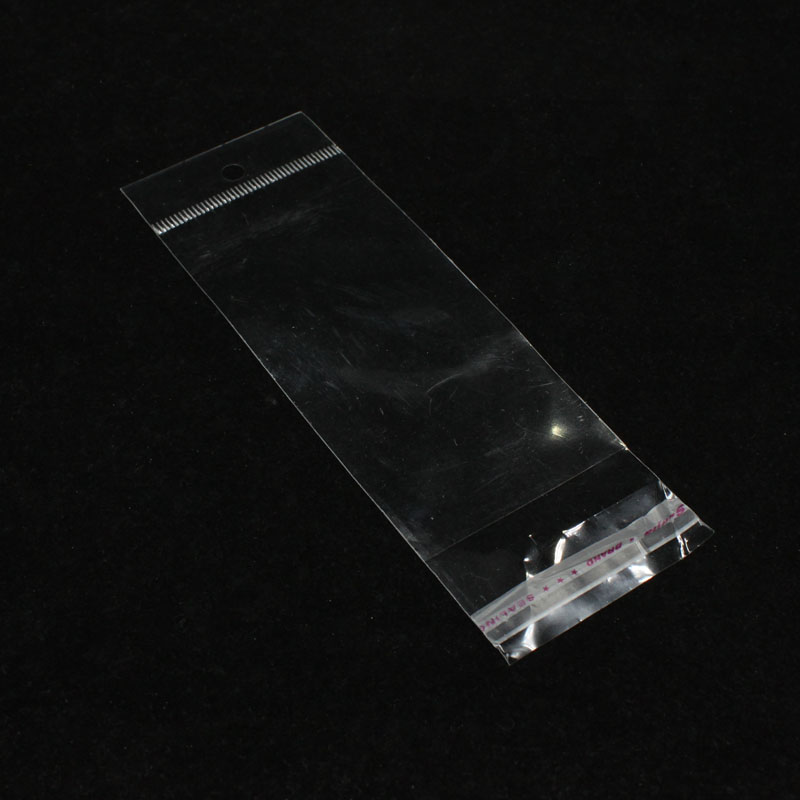 厂家直销包装饰品透明opp袋子带胶带挂5.5*13cm100个