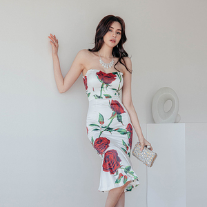 2022 spring new hot selling Korean version slim slim temperament versatile strapless dress