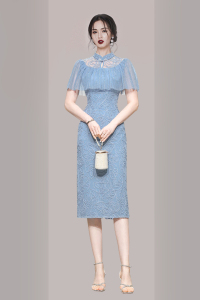 2022 new style slim blue mesh skirt