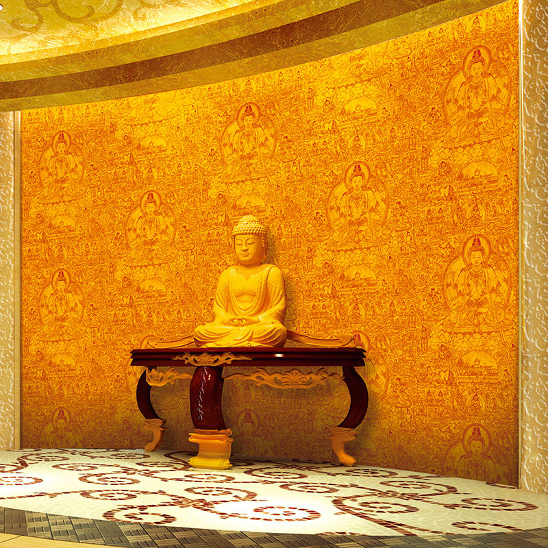 印花佛像墙纸佛堂寺庙壁画玄关屏风客厅释迦牟尼背景墙壁纸