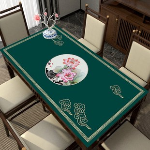 新款桌布防水防油免洗防烫新中式皮革长方形台布皮革餐桌垫茶几06