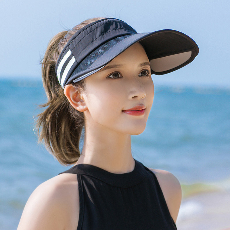 遮阳帽女夏季户外运动防紫外线沙滩太阳凉帽大沿空顶骑车防晒帽子