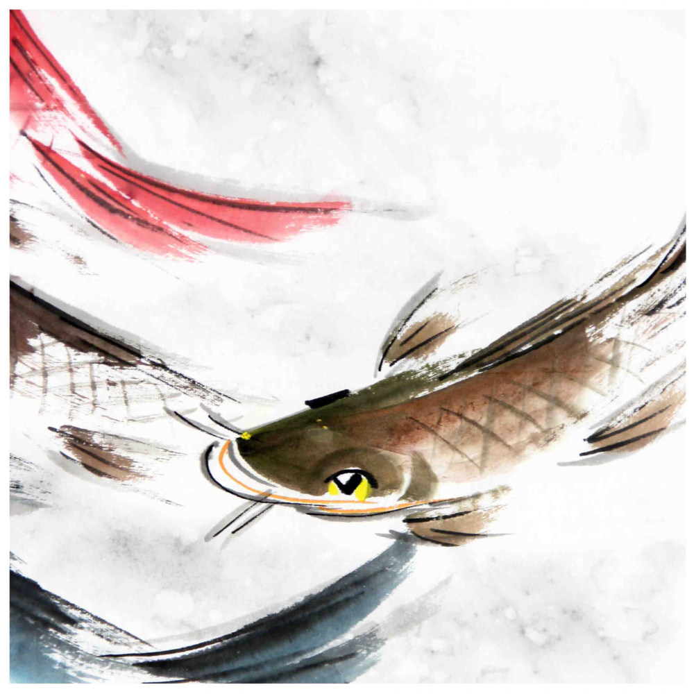 佟广伟《九龙鱼》张大千第四代嫡传弟子l 2861