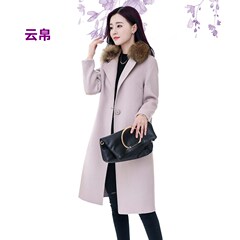 云帛羊毛呢外套女2016秋冬新品双面呢中长款大衣时尚H型百搭风衣