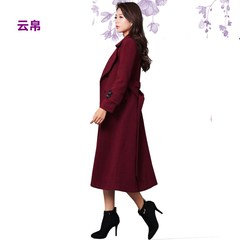 云帛羊毛羊绒呢大衣女2016冬新款加厚保暖双排扣显瘦长款外套风衣