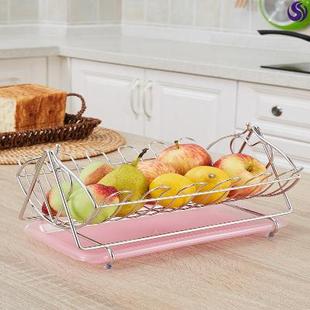 茶几桌上的水果盘会议室创意果盘多功能盘收纳篮不锈钢子现代简约