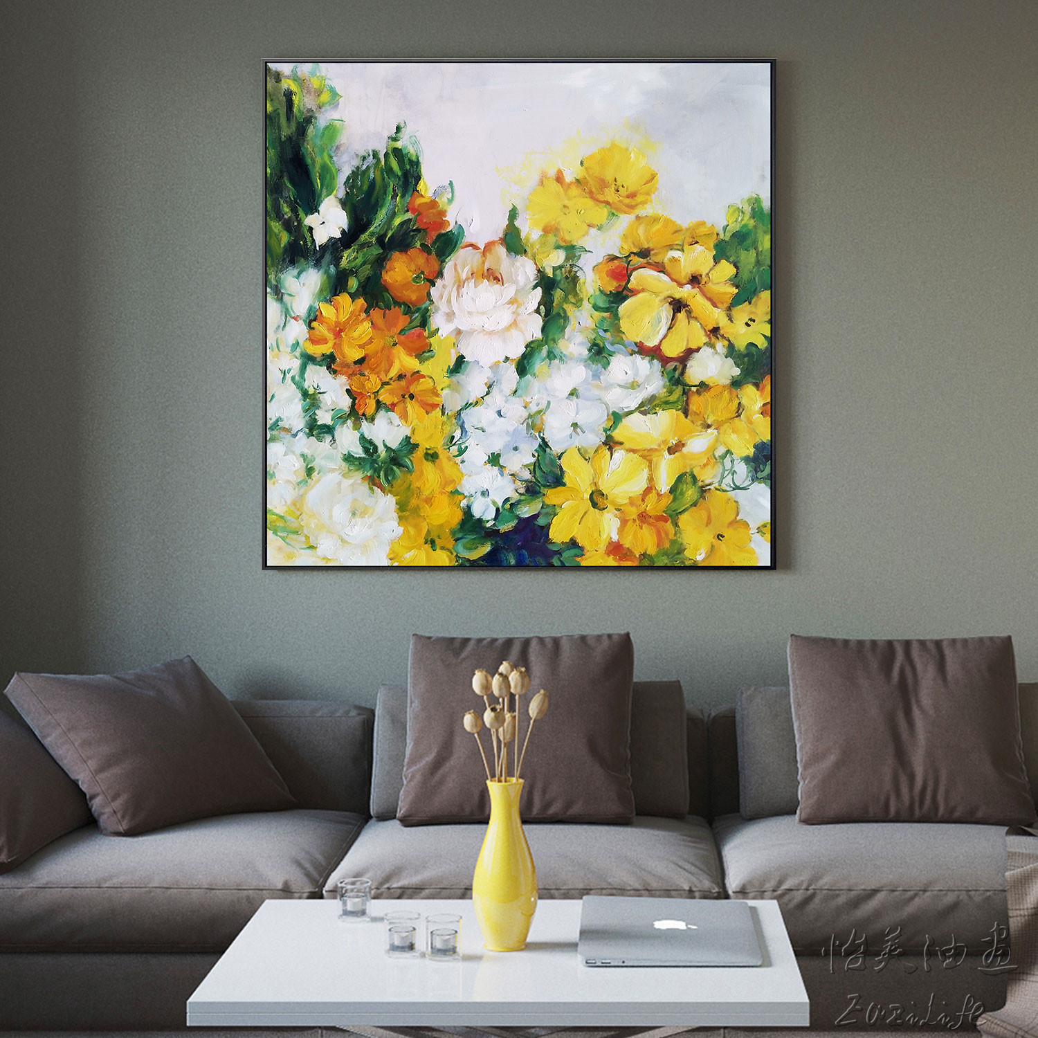 花卉油画北欧餐厅画抽象手绘玄关装饰画现代简约书房墙面挂画