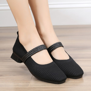 老北京布鞋女春季平跟软底工作鞋浅口单鞋气质女鞋舒适休闲职业鞋
