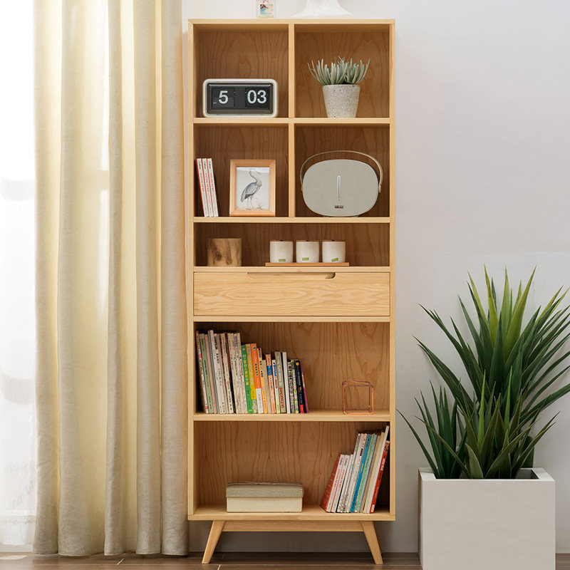 宜华生活 美乐乐家具青森系列实木无门书柜 原木简约时尚书柜书架
