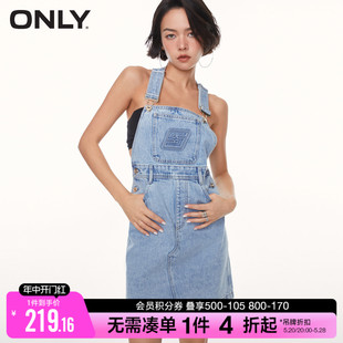 ONLY夏季时尚减龄字母无袖背带裙牛仔短裙连衣裙女|123242036