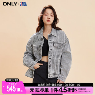 ONLY春季简约休闲百搭刺绣短款牛仔外套女|123454001