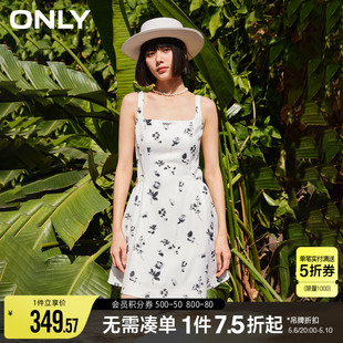 【油画裙】ONLY2024夏季新款气质显瘦A摆短款春日碎花连衣裙女