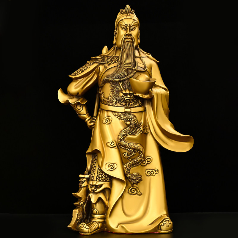 关公摆件纯铜武财神托宝关公客厅供养神像大号公司开业关二爷佛像