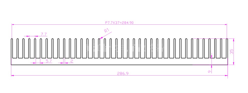 宽286.9高35散热片散热器铝型材散热器铝合金散热器现货可加工