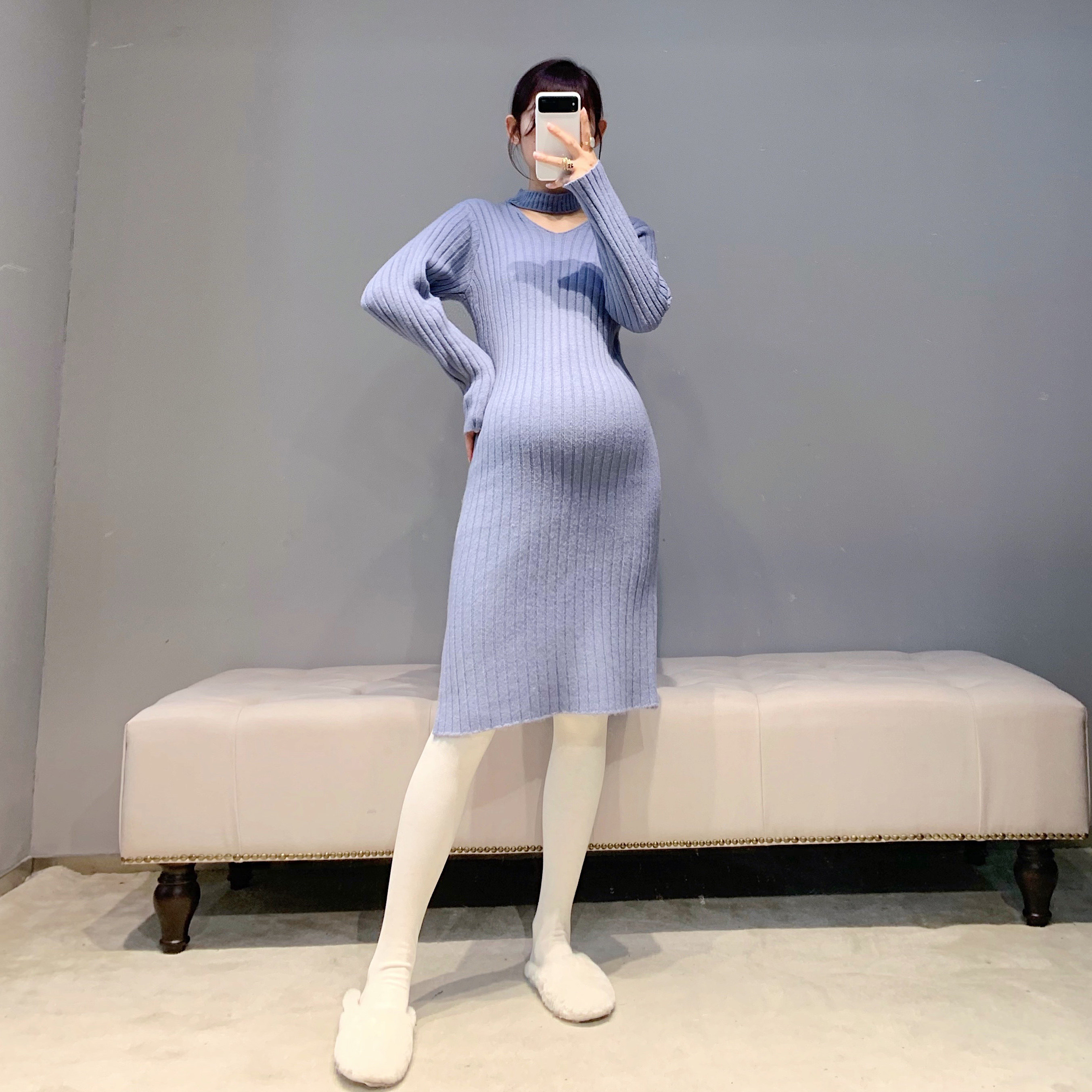 热销孕妇装裙子秋装 冬季_s孕妇装针织连衣裙秋冬潮妈外穿2019洋气网