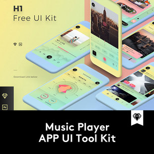 手机音乐播放器交友界面交互APPUI工具包SKETCH应用模板PSD素材