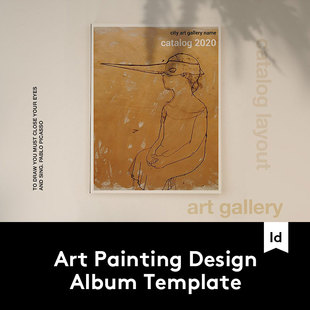 美术馆艺术绘画展品设计师摄影建筑作品INDD画册模板ID设计素材