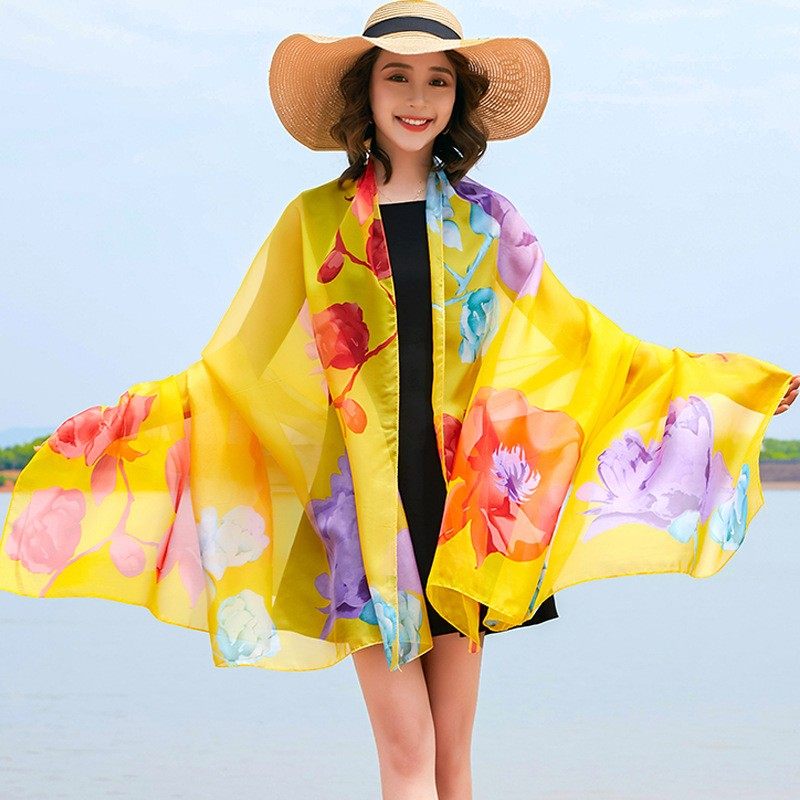 超大纱巾女士长款丝巾韩版百搭沙滩巾夏季防晒空调披肩春秋围巾女