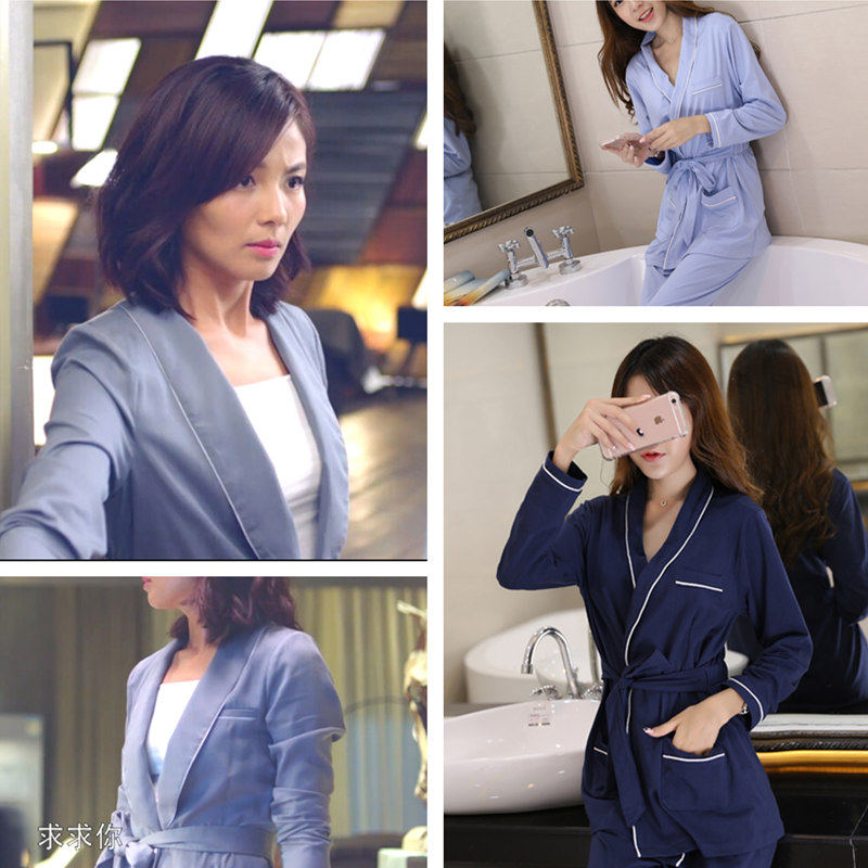 欢乐颂刘涛安迪同款睡衣女士家居服日式和服睡袍明星系带日系套装