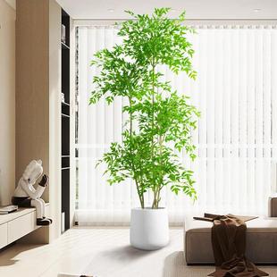 仿真绿植高端轻奢南天竹客厅落地办公室摆件仿生植物盆栽树仿真树