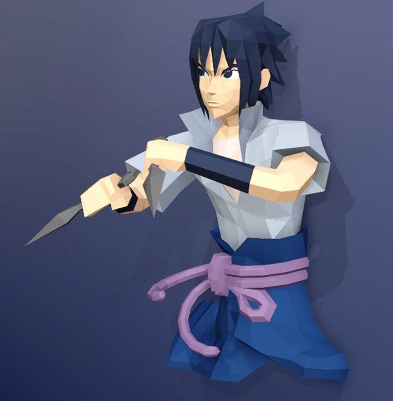 火影 佐助鸣人六道仙人九尾动漫墙壁立体diy壁挂装饰纸模型