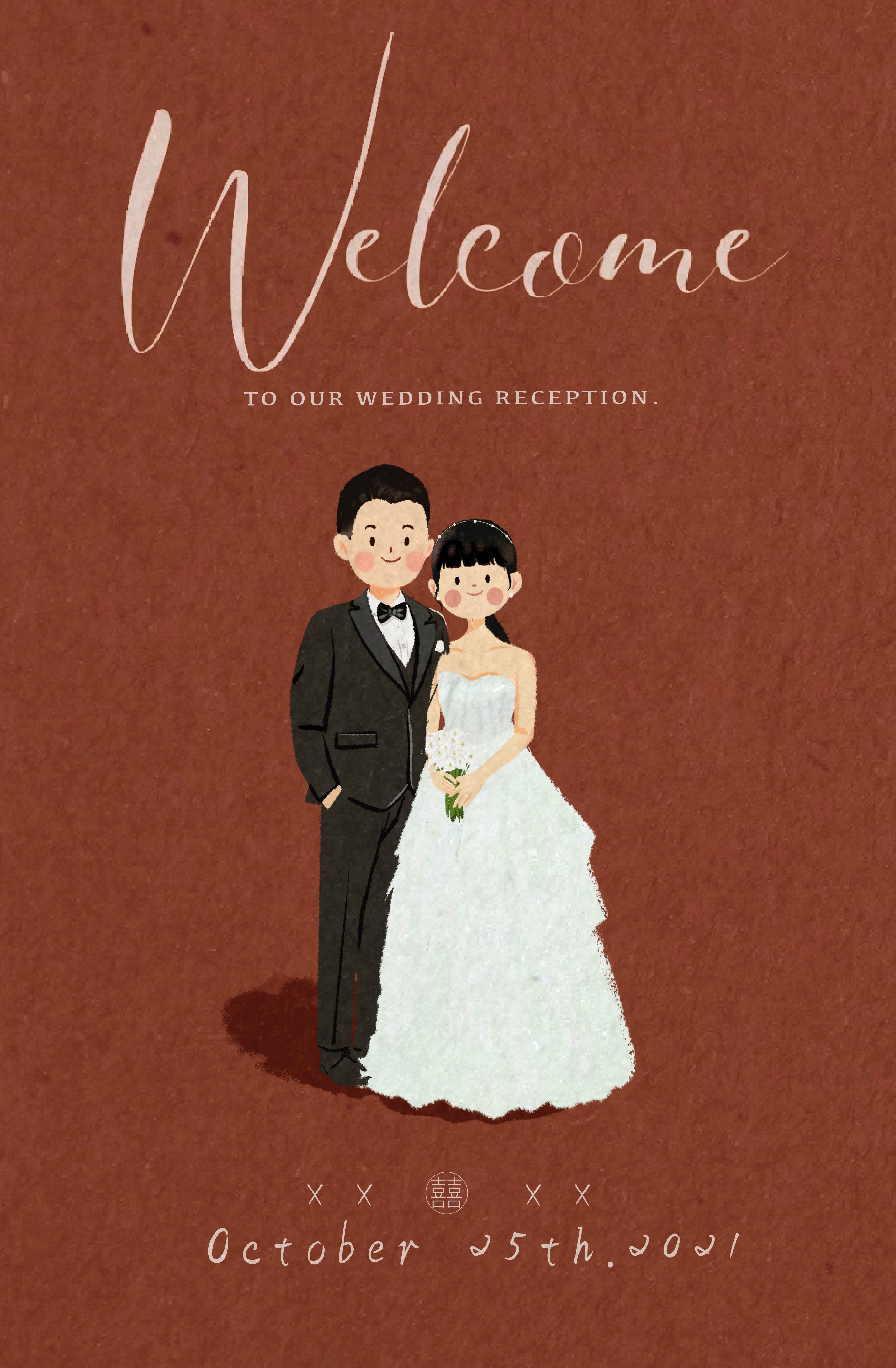 手绘头像婚纱照绘制q版卡通动漫画原创设计情侣简笔画定制作插画