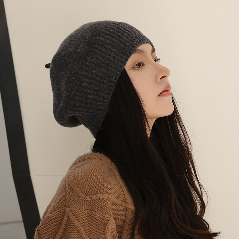 秋冬羊毛帽子女洋气贝雷帽针织羊绒画家帽保暖时髦设计感小众新款